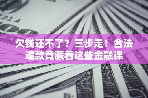 武汉欠钱还不了？三步走！合法追款竟藏着这些金融课